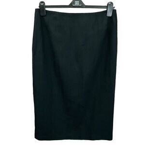 Ellen Tracy Maxi Skirt Shin Length Wool Black Back Zipper Closure Women 16